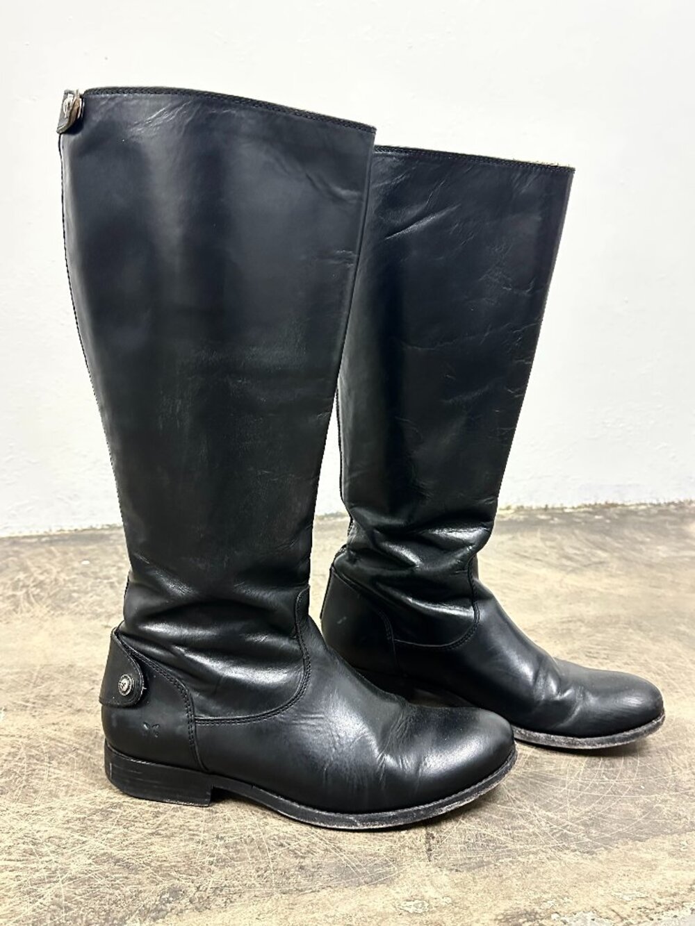 Vintage Frye Black Leather Equestrian Style Riding Boots Size 8.5